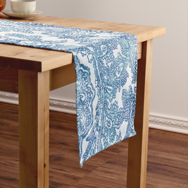 Blue Boho Lace Paisley Pattern Kurzer Tischläufer (Beispiel)