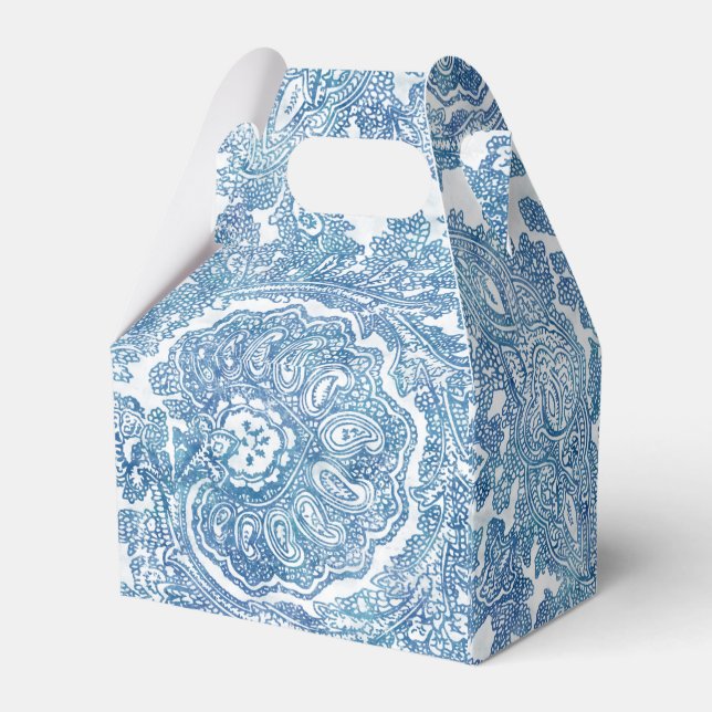 Blue Boho Paisley Pattern Geschenkschachtel (Rückseite)