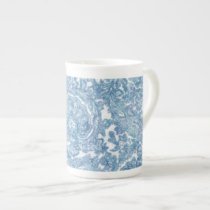 Blue Boho Paisley Pattern Prozellantasse