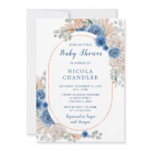 Blue Boho Pampas Grass Baby Dusche