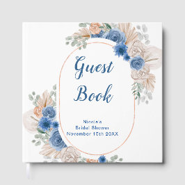 Blue Boho Pampas Grass Bridal Shower Gästebuch