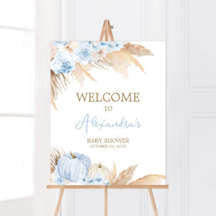 Blue Boho Pumpkin Baby Dusche Willkommen Poster