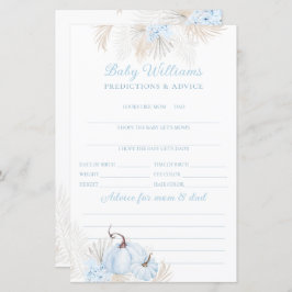 Blue Boho Pumpkin Baby Predictive Game