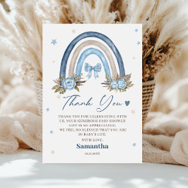 Blue Boho Rainbow Baby Dusche Danke Karte