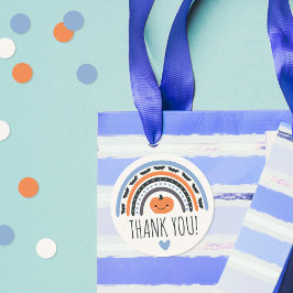 Blue Boho Rainbow Halloween Kinderdusche Danke Runder Aufkleber