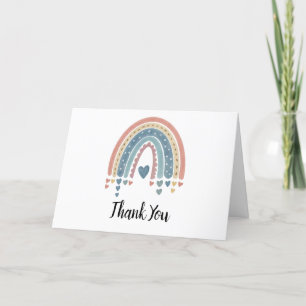 Blue Boho Rainbow Watercolor Dankeschön Karte