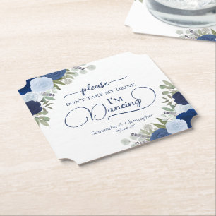 Blue Boho Rose nehmen meine Drink-Hochzeit nicht e Untersetzer