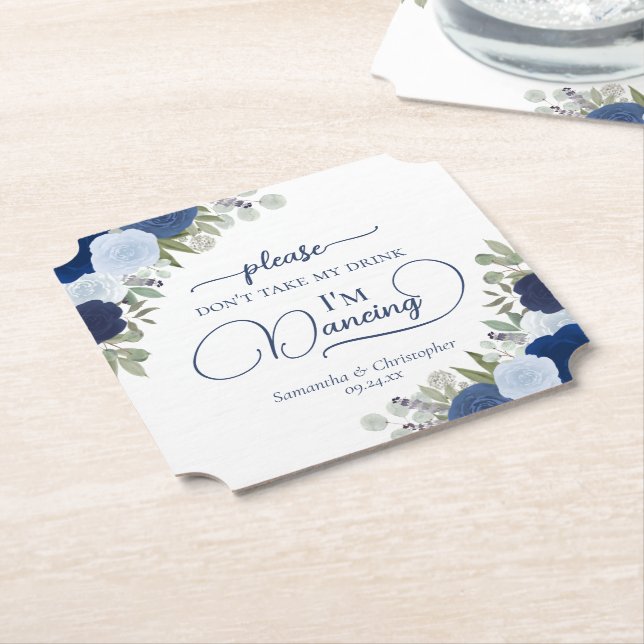 Blue Boho Rose nehmen meine Drink-Hochzeit nicht e Untersetzer (angewinkelt)