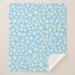 Blue Boho Spring Daisies Pattern Sherpadecke