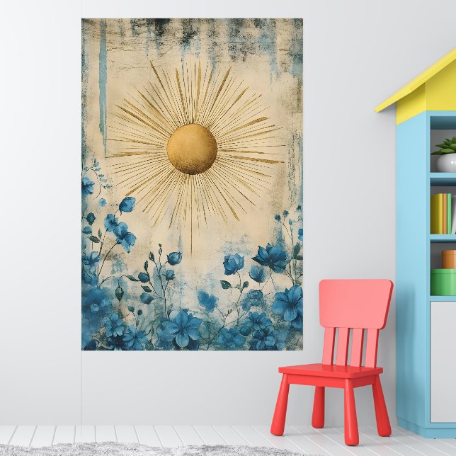 Blue Boho Sunshine" (or sometimes "Boho Sun Blue") Poster (Kinderzimmer 1)
