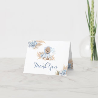 Blue Boho Teddy Bear geklappt Danke Karte