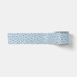 Blue & Boho Terracotta Brown Dots Baby Dusche Satinband