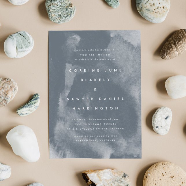 Blue Boho Watercolor Einladung zur Hochzeit (Von Creator hochgeladen)