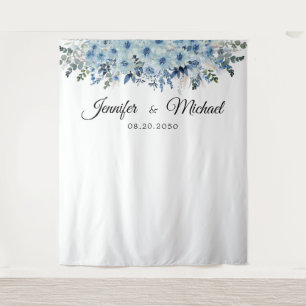 Blue Boho Wedding Zeremonie Hintergrund Wandteppich