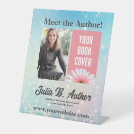 Blue Bokeh Autor Buchsignierung oder Buchstart Sockelschild