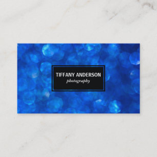 Blue Bokeh Black Panel Visitenkarte
