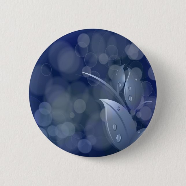 Blue Bokeh-Blätter Button (Vorderseite)