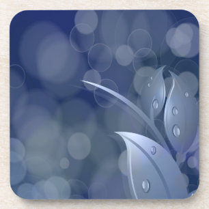 Blue Bokeh-Blätter Getränkeuntersetzer