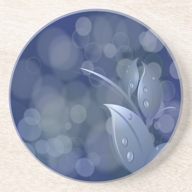 Blue Bokeh-Blätter Getränkeuntersetzer (Vorne)
