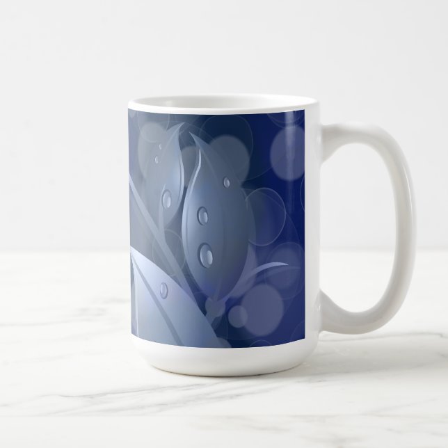 Blue Bokeh-Blätter Kaffeetasse (Rechts)