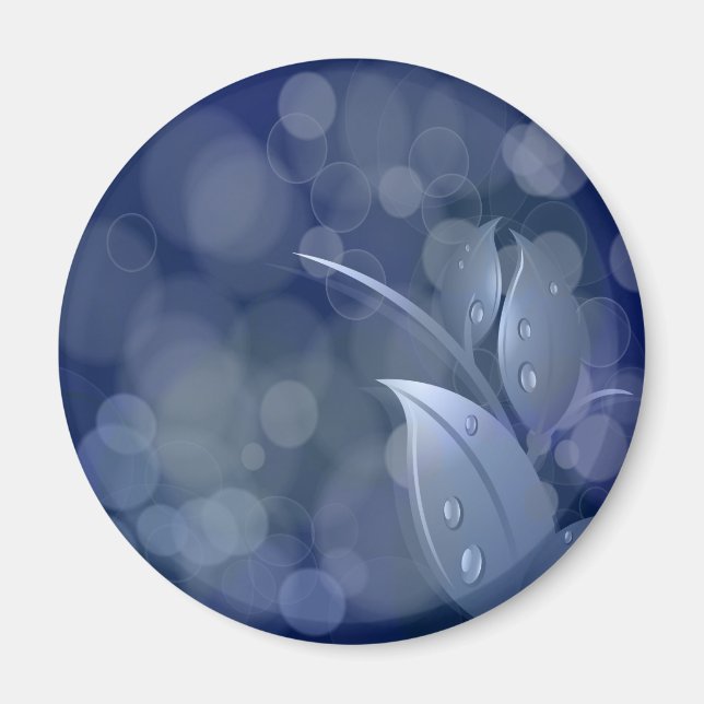 Blue Bokeh-Blätter Magnet (Vorne)