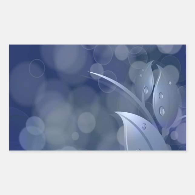 Blue Bokeh-Blätter Rechteckiger Aufkleber (Vorderseite)