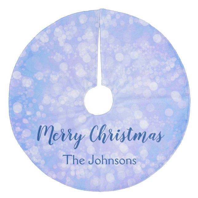 Blue Bokeh Fleece Weihnachtsbaumdecke (Vorderseite)