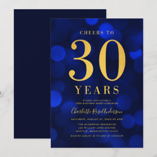 Blue Bokeh Gold freut sich auf 30 Jahre Geburtstag Einladung