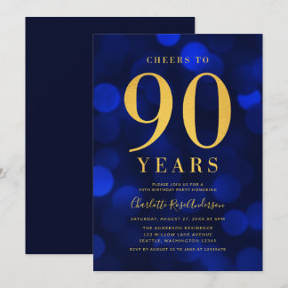 Blue Bokeh Gold freut sich auf 90 Jahre Geburtstag Einladung