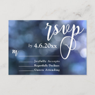 Blue Bokeh Light & Typographie 32 Wedding RSVP