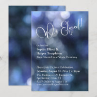 Blue Bokeh Light & "We Eloped" Typografie