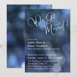 Blue Bokeh Light & "We Got Verheiratet" Typografie Einladung