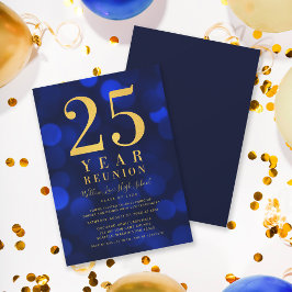 Blue Bokeh Lights 25-Jahres-Wiedersehen Einladung
