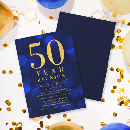 Blue Bokeh Lights 50-Jahres-Wiedersehen Einladung