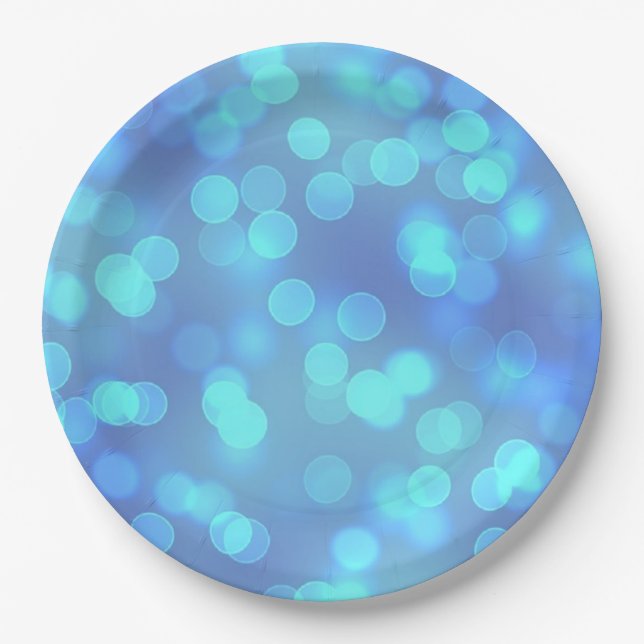 Blue Bokeh Party Dinner Paper Teller (Vorderseite)