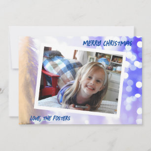 Blue Bokeh White Christmas Tree Foto Holiday Feiertagskarte