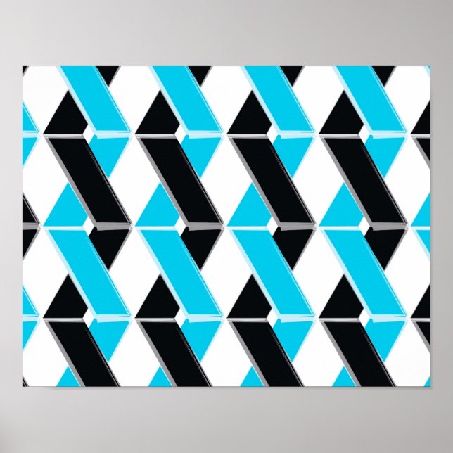 Blue, bold, cool, trendy braided geometric shapes poster (Vorne)