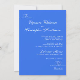 Blue Bold Elegant Chic Calligraphy Wedding Einladung