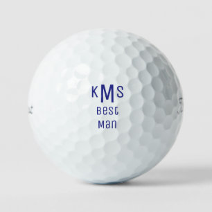 Blue Bold Schriftart Trauzeuge Monogram Titleist P Golfball