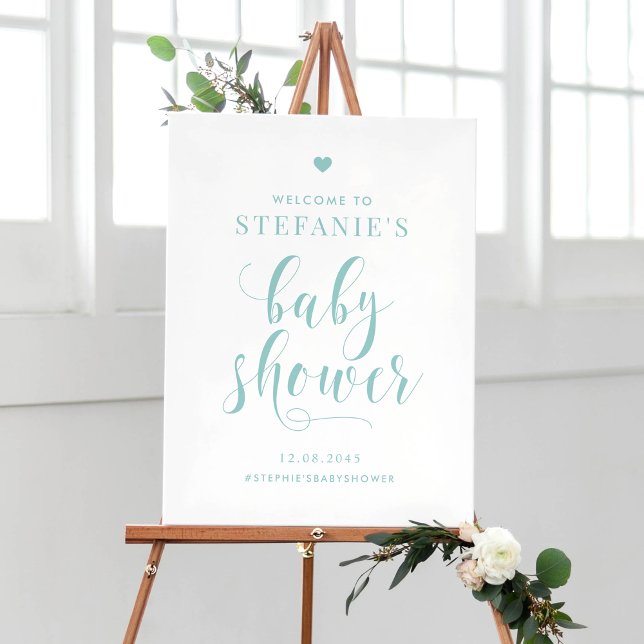 Blue Bold Script Baby Dusche Willkommen Poster (Von Creator hochgeladen)