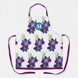 Blue Bom Dendrobium Orchid Blume Monogramm Schürze