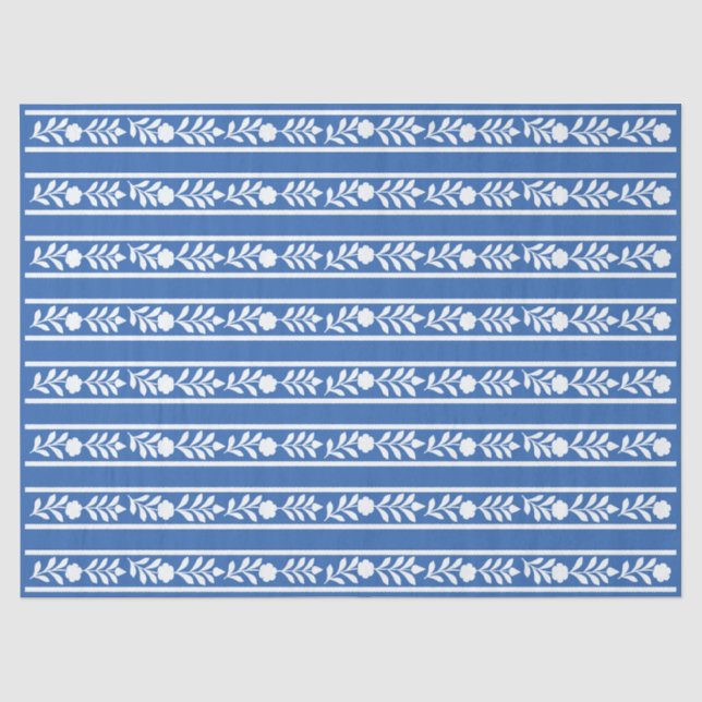 Blue Bone Inlay Floral Border Decoupage Paper Seidenpapier (Vorderseite)