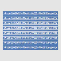 Blue Bone Inlay Floral Border Decoupage Paper Seidenpapier