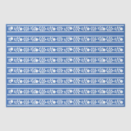 Blue Bone Inlay Floral Border Decoupage Paper Seidenpapier