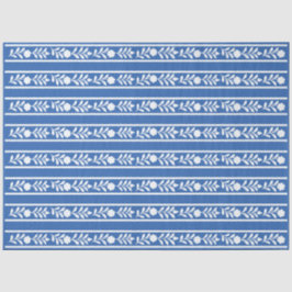 Blue Bone Inlay Floral Border Decoupage Paper Seidenpapier