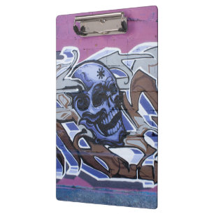 Blue Bonehead Skull Graffiti Klemmbrett
