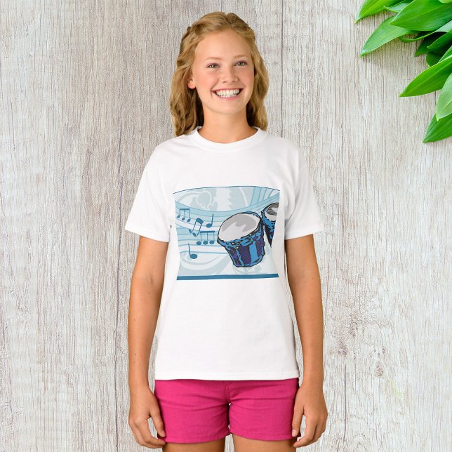 Blue Bongo Drum Girls T-Shirt (Von Creator hochgeladen)