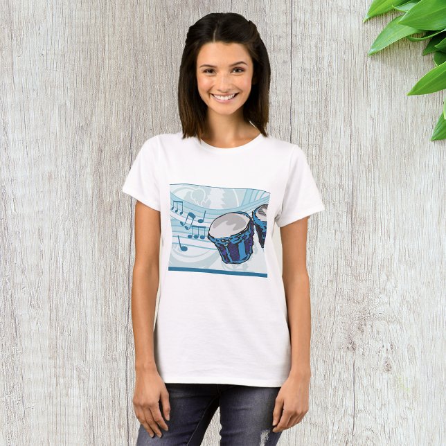 Blue Bongo Drum Music T-Shirt (Von Creator hochgeladen)