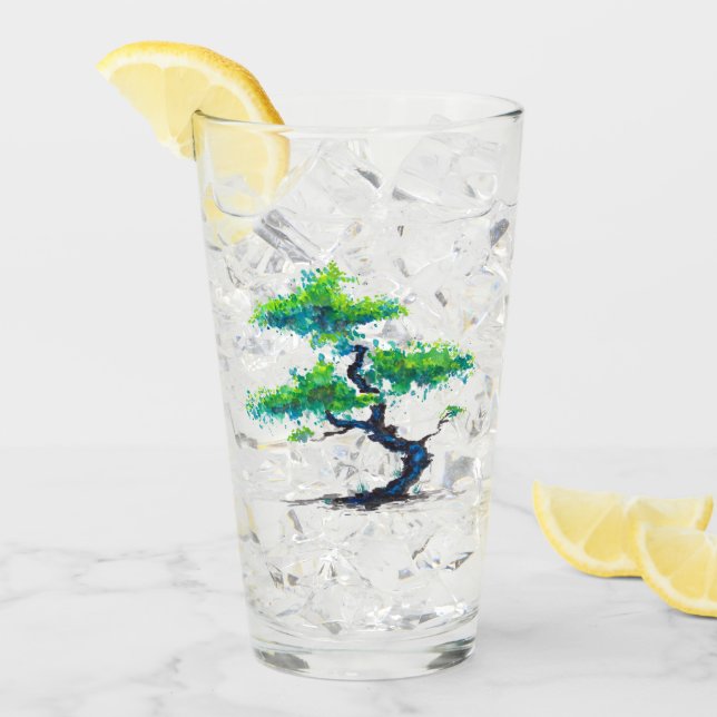 Blue Bonsai Watercolor Glas (Vorderseite Ice)