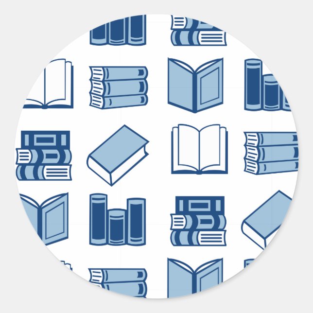 Blue Book Reading and Writing Pattern Runder Aufkleber (Vorderseite)